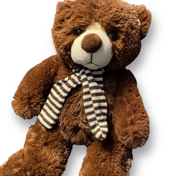 Ms Teddy Bear Plush Striped Scarf Nursery Decor Stuffed Animal Shower Gift 15" - Picture 4 of 9